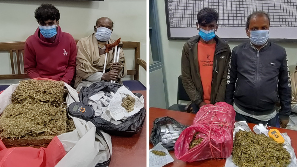 गाँजासहित ४ जना पक्राउ